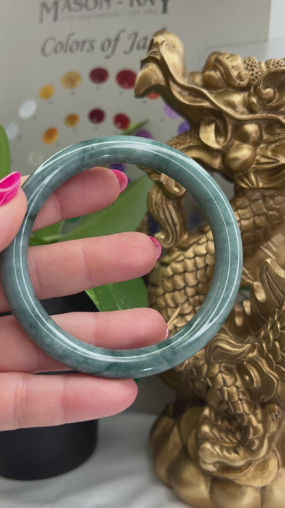 Guatemalan Green Jadeite Jade Cylindrical Bangle 57.5MM | UPC #343504