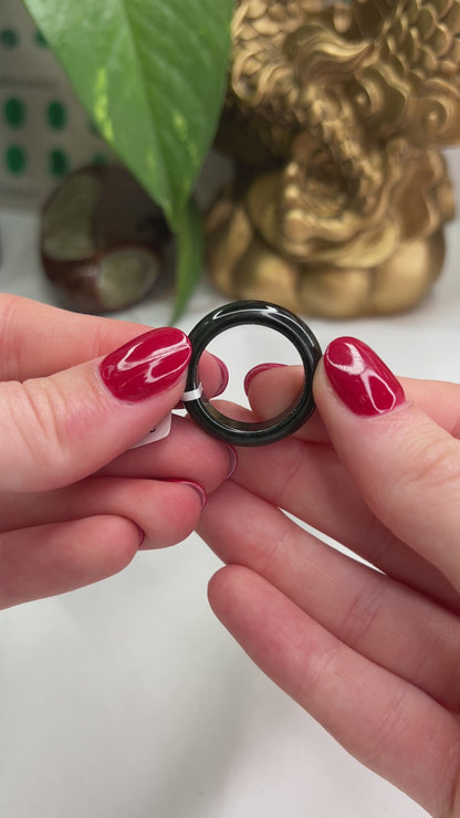 BLACK NEPHRITE JADE BAND RING VARIOUS FINGER SIZES UPC #257313