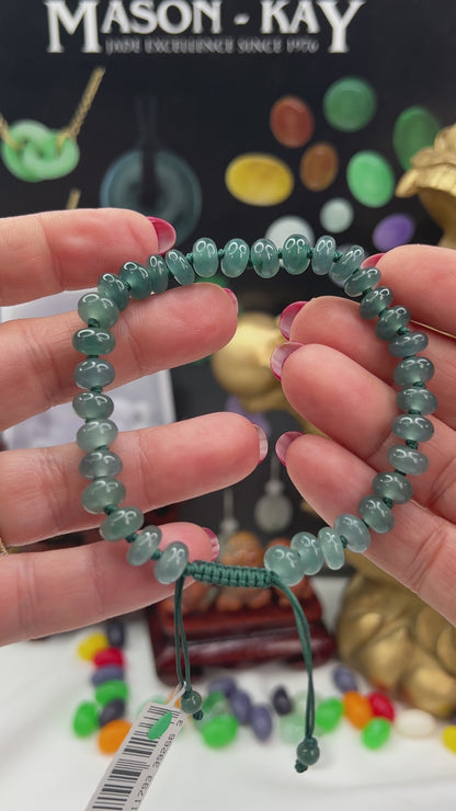 Adjustable Blue Green Guatemalan Jadeite Jade Bead Bracelet jade jewelry