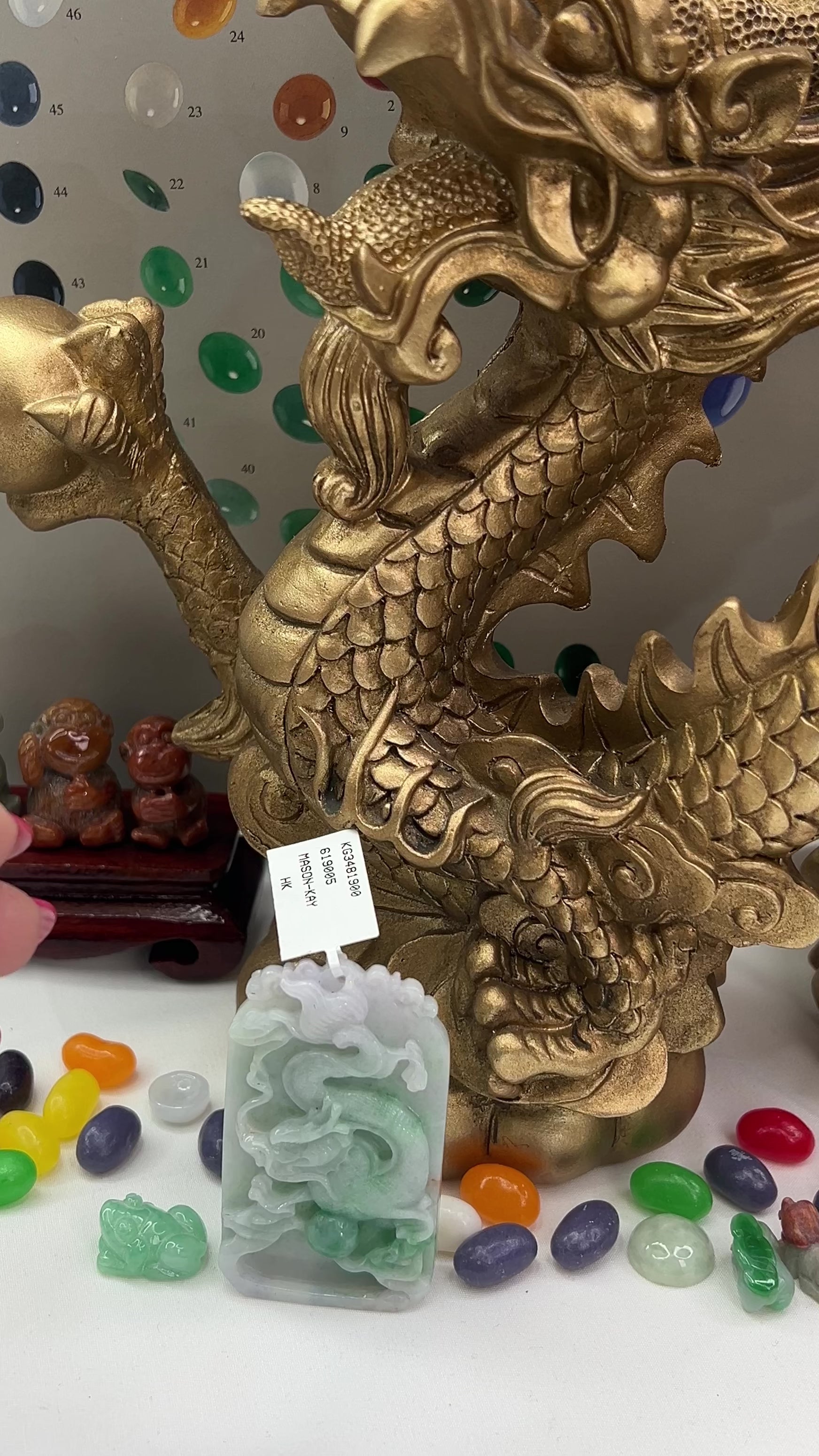 Loose Green Jadeite Jade Dragon And Phoenix jade jewelry