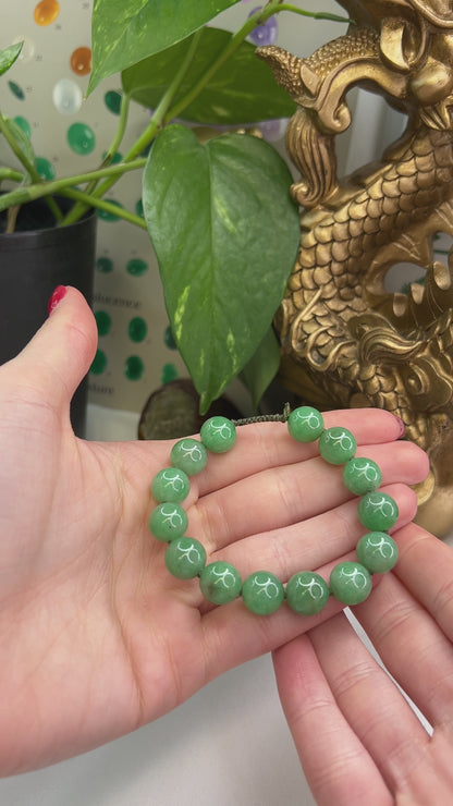 APPLE GREEN JADEITE JADE ADJUSTABLE BEAD BRACELET UPC #384699