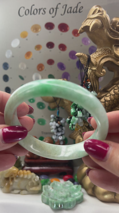 Green Jadeite Jade Half Round Bangle 61.8MM | UPC #145641