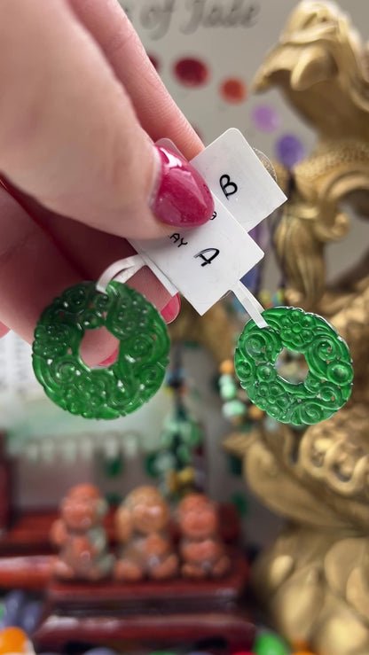Green Jadeite Jade Carved Loose Pi Disc Pendant  | Jade Donut | UPC #400702