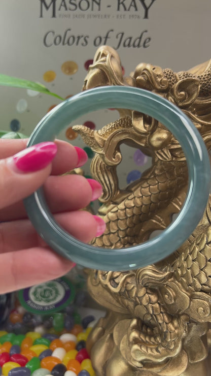 Guatemalan Blue-Green Jadeite Jade Half Round Bangle 58.6MM | UPC #398375