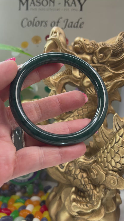 Guatemalan Dark Green Jadeite Jade Cylindrical Bangle 57.4MM | UPC #372702