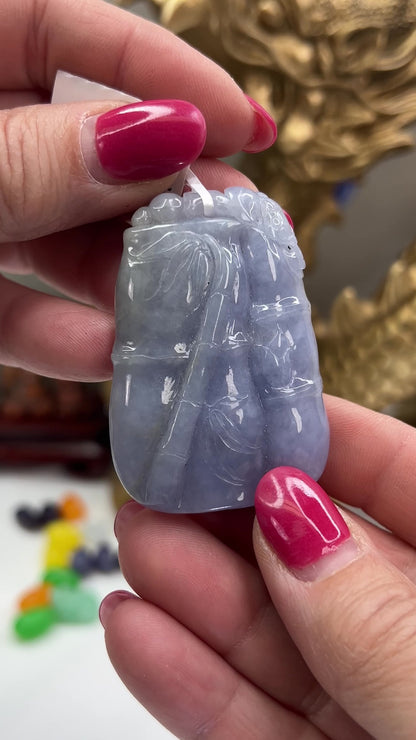 Loose Lavender Jadeite Jade Carving of Bamboo Trees | UPC #377783