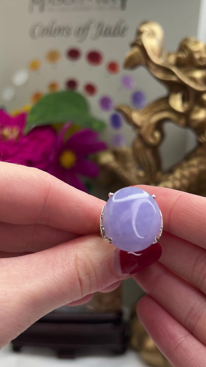 ESTATE PLATINUM LAVENDER JADEITE JADE RING UPC #385054