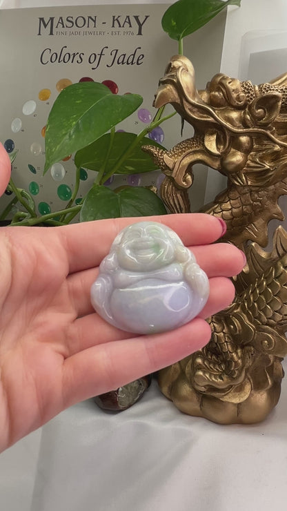 GREEN & LAVENDER JADEITE JADE LOOSE BUDDHA CARVING UPC #381285