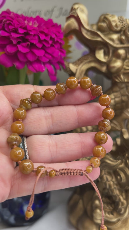 Yellow Jadeite Jade Adjustable Bead Bracelet | UPC #398139