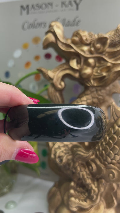 HALF ROUND CUFF BLACK NEPHRITE JADE BANGLE 60.5MM UPC #379428