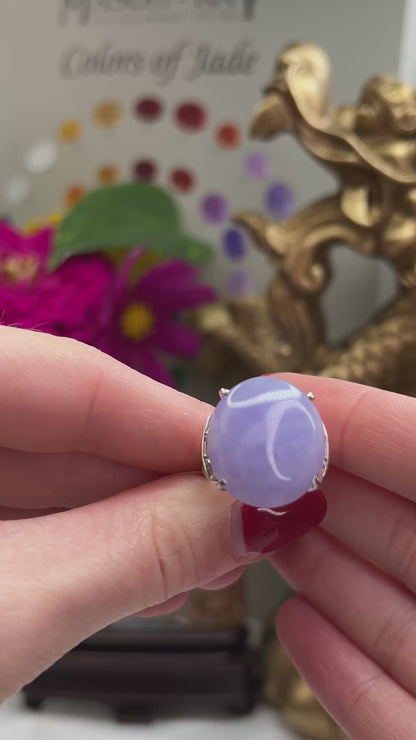 Estate Platinum Lavender Jadeite Jade Ring | UPC #385054
