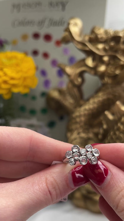 18K White Gold Ice Jadeite Jade and Diamond Designer Ring | UPC #341760