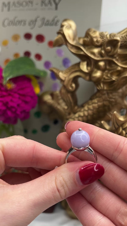14K WHITE GOLD LAVENDER JADEITE JADE BEAD RING UPC #340015