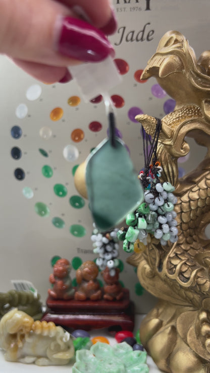 Blue Green Jadeite Jade Freeform Pendant | Guatemalan Jade | UPC #400931