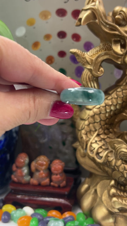 Blue Green Jadeite Jade Band Ring Finger Size 10.25 | UPC #394926