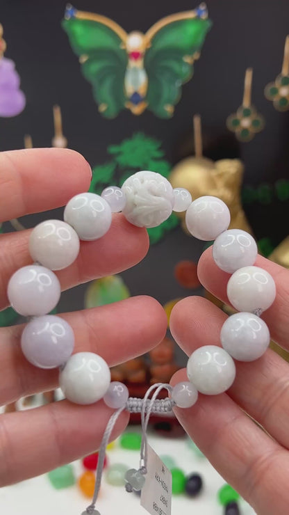 Adjustable Lavender Jadeite Jade Bead Bracelet | UPC #405233