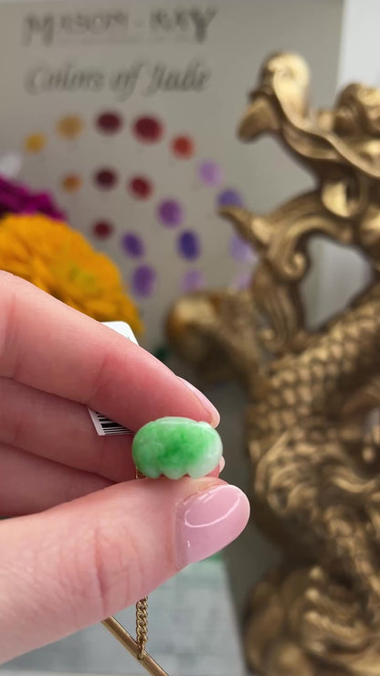 Green Jadeite Jade Carved Bat 14K Yellow Gold Tie Tack | UPC #271272