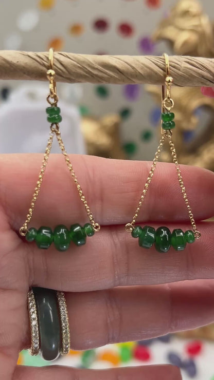 Blue Green Guatemalan Jadeite Jade Bead Drop 18 Yellow Gold Earring | UPC #403147