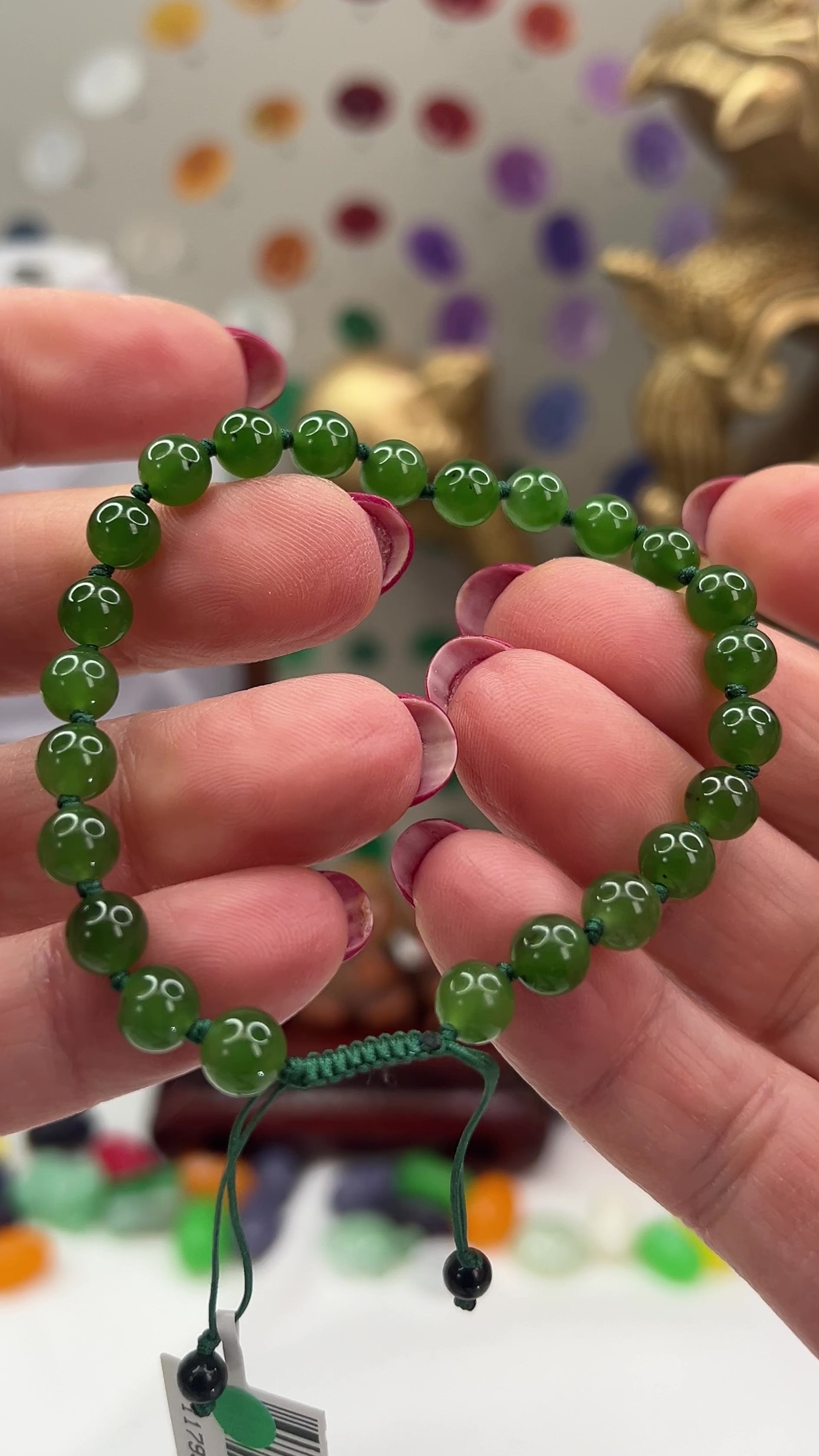 Green Nephrite Jade Adjustable Bead Bracelet Jade Jewelry