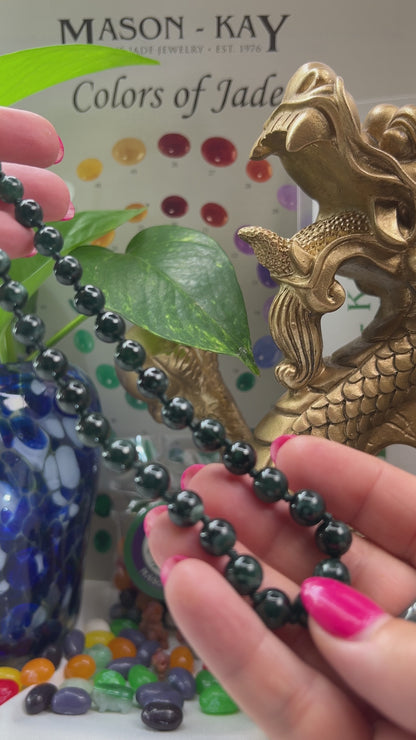 Blue Green Jadeite Jade Adjustable Bead Necklace | UPC #399389