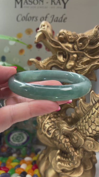 Guatemalan Blue-Green Jadeite Jade Half Round Bangle 59.6MM | UPC #134171