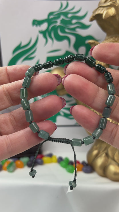 Blue Green Jadeite Jade Adjustable Bead Bracelet for Men and Women | UPS #402126
