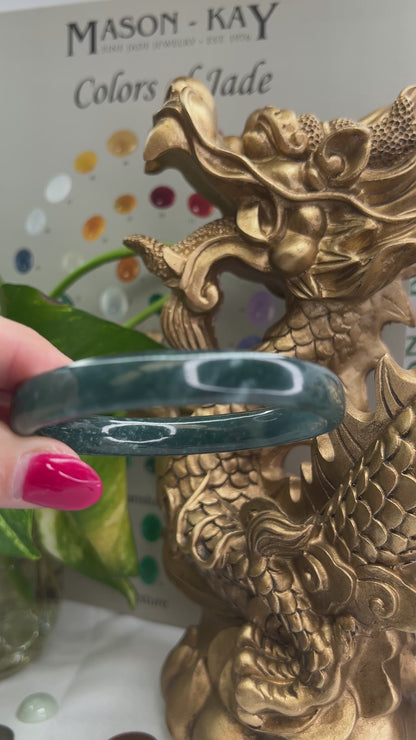 Guatemalan Jade Bangle Bracelet Blue-Green Flat Rounded 60.6MM | UPC #109315