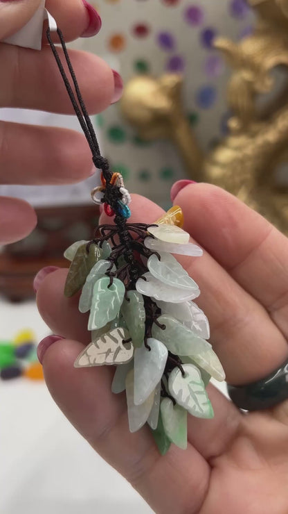 Rainbow Jadeite Jade 50 Piece Carved Leaf Charm | UPC #404083