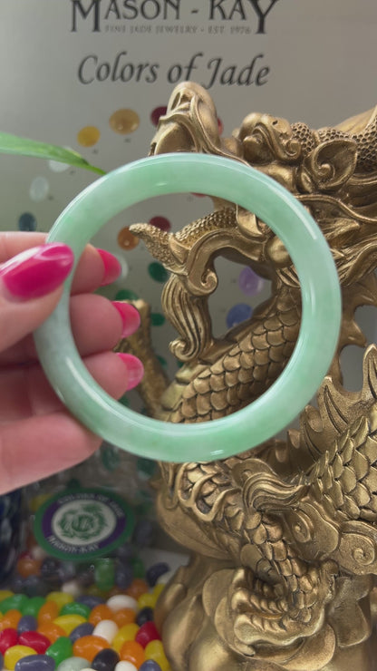 Small Green Jadeite Jade Cylindrical Bangle 54.0mm | UPC #252899