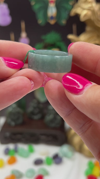 Guatemalan Blue Green Jadeite Jade Band Ring Finger Sizes 10 Thru 12.75 | UPC #395190