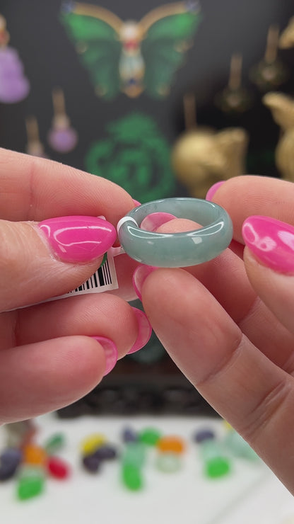 Blue Green Jadeite Jade Band Ring Finger Size 7 | UPC #404519