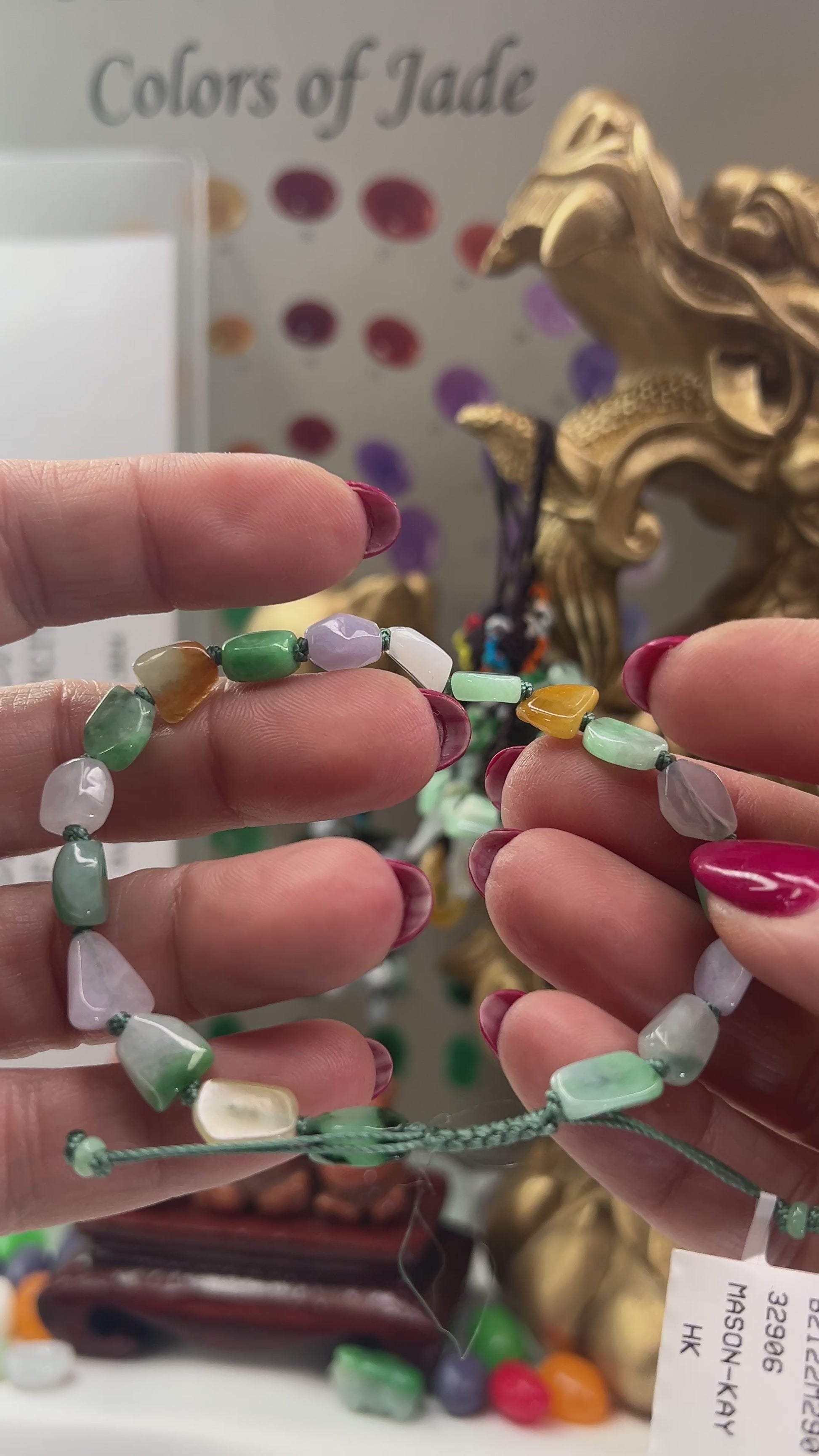 Rainbow Jade Freeform Beads Adjustable Bracelet Jade Jewelry
