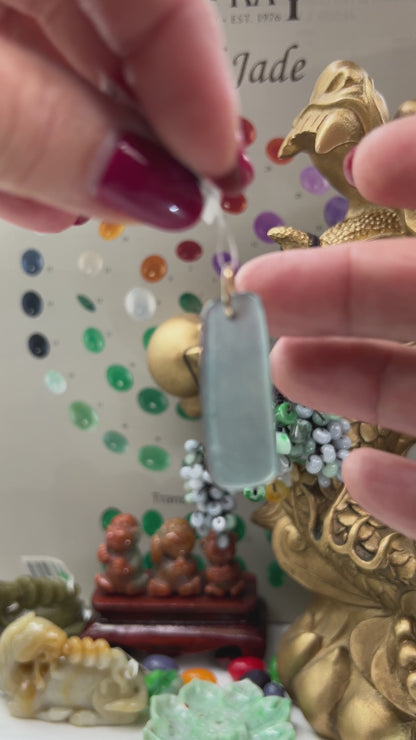 Blue Green Jadeite Jade Freeform 14K Yellow Gold Pendant | Guatemalan Jade | UPC #400856