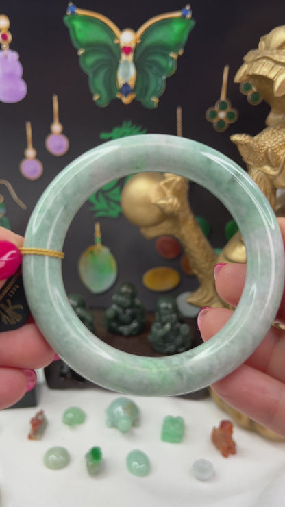 Green Jadeite Jade Cylindrical Bangle 56.4MM | UPC #406957