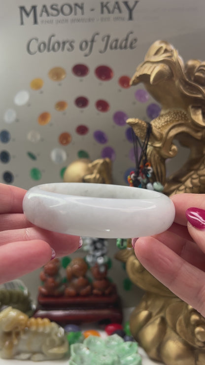 White Jadeite Jade Half Round Bangle 57.7MM | UPC #030268