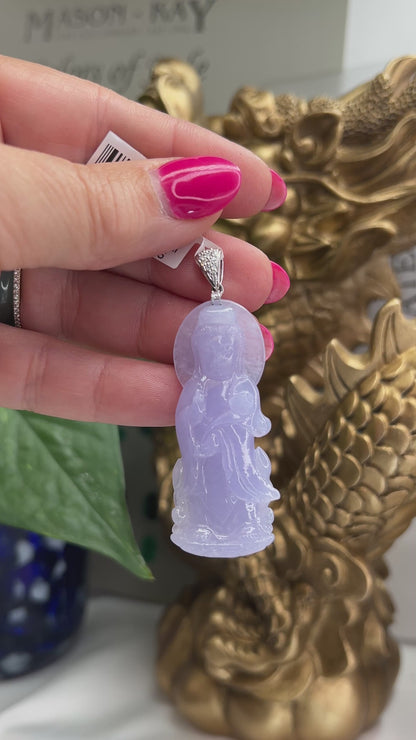 Lavender Jadeite Jade 18K White Gold Estate Pendant | UPC #396685