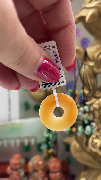 Yellow Jadeite Jade Loose Pi Disc Pendant | Jade Donut | UPC #252578