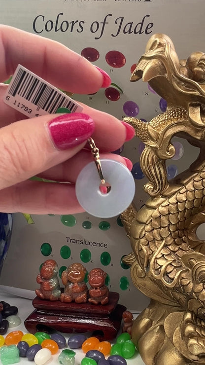 Lavender Jadeite Jade Pi Disc 14K Yellow Gold Pendant | UPC #400054