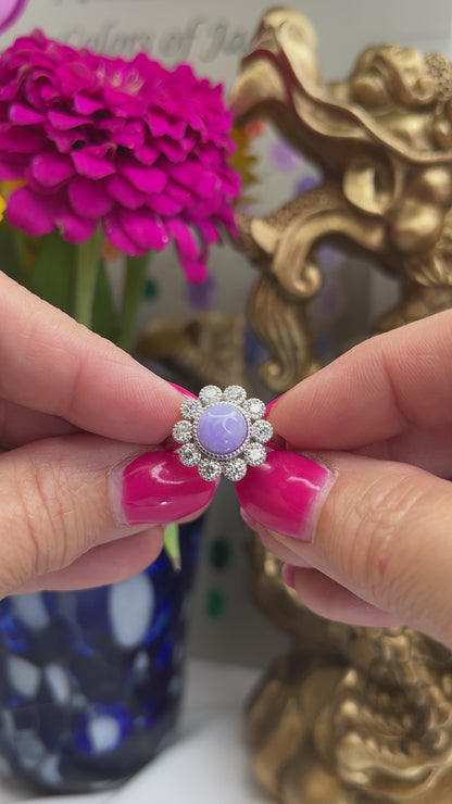 18K White Gold Designer Lavender Jadeite Jade Ring | UPC #398054