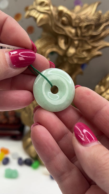 Green Jadeite Jade Loose Pi Disc Pendant | Green Jade Donut | UPC #328013