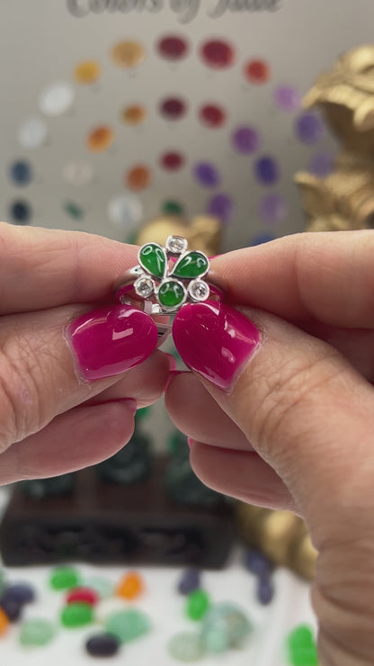 Green Jadeite Jade 18K White Gold Ring | UPC #407350