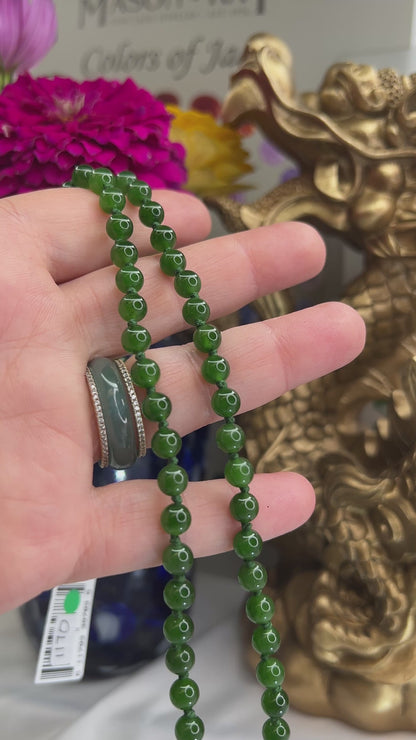Green Nephrite Jade Adjustable Bead Necklace UPC #397835