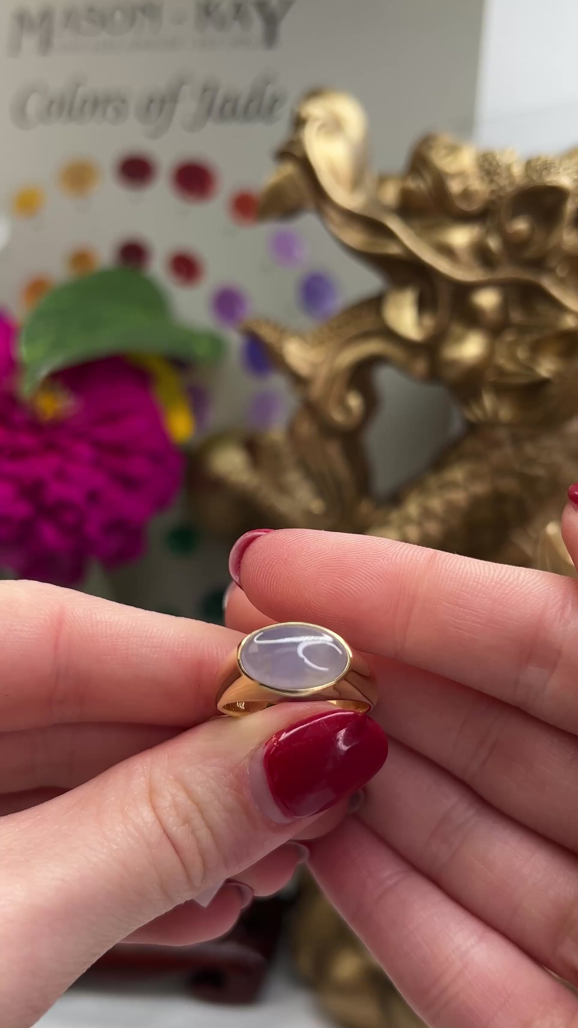 18K YELLOW GOLD LAVENDER JADEITE JADE RING UPC #365346 – Mason-Kay