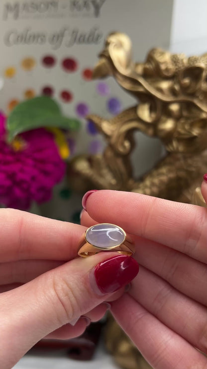 18K YELLOW GOLD LAVENDER JADEITE JADE RING UPC #365346