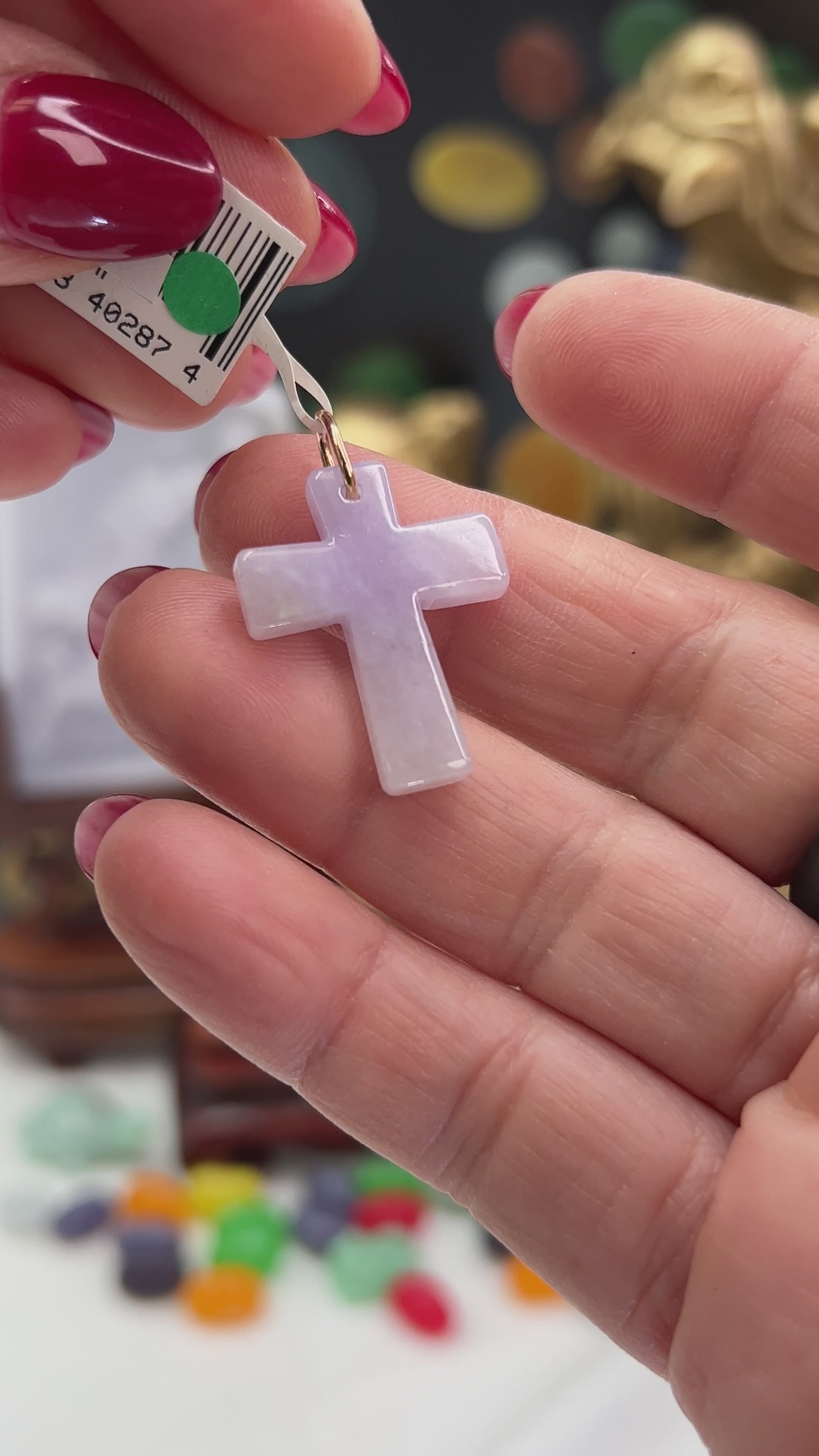 14K Green Jadeite Jade Cross Pendant – Mason-Kay Inc.