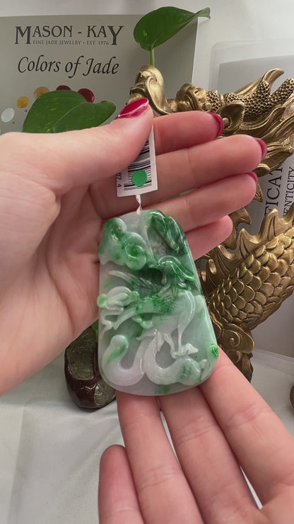 GREEN JADEITE JADE LOOSE CARVED PHOENIX & LING-ZHI UPC #329874