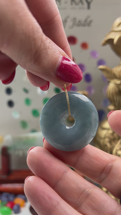 Blue-Green Guatemalan Jadeite Jade Loose Pi Disc Pendant Carving | Jade Donut | UPC #400672