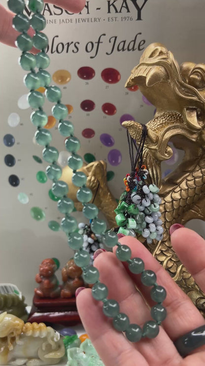 Blue Green Jadeite Jade Adjustable Bead Necklace | UPC #401334