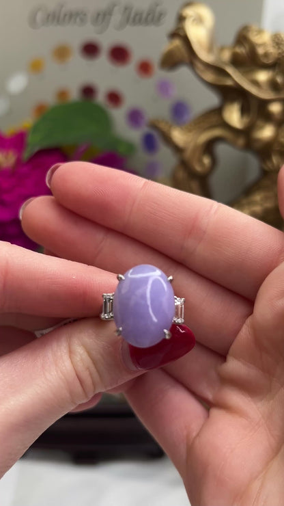 Platinum Lavender Jadeite Jade and Diamond Ring | UPC #385306