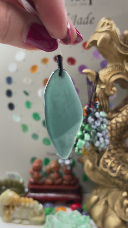 Blue Green Jadeite Jade Freeform Pendant | Guatemalan Jade | UPC #400917